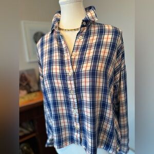 Aritzia Wilfred Free Plaid Button-Down Shirt Size Small